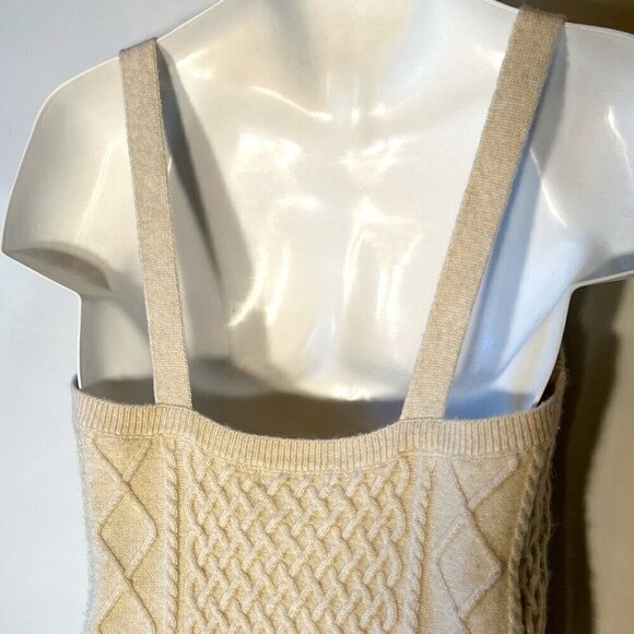 H&M SZ L Cream Cable-Knit Bodycon Wool Blend Sweater Dress Layering Classic - Picture 6 of 11